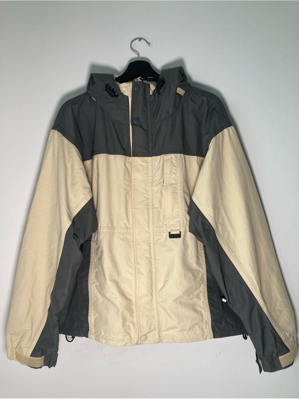 VTG Timberland Weathergear Jacket Men L  Spring 2001 Hooded Beige Waterproof